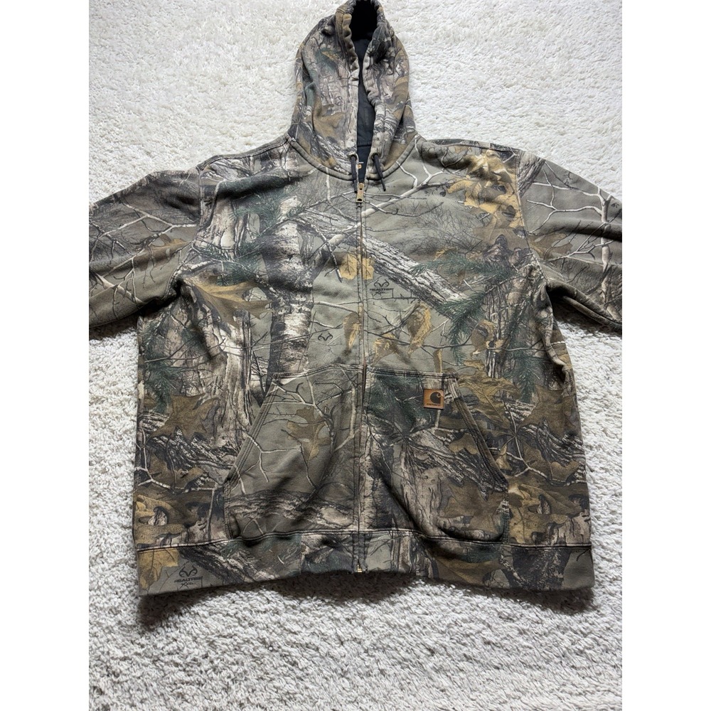 Carhartt Hoodie Sweatshirt 3XL Full Zipper Fleece Realtree Camo